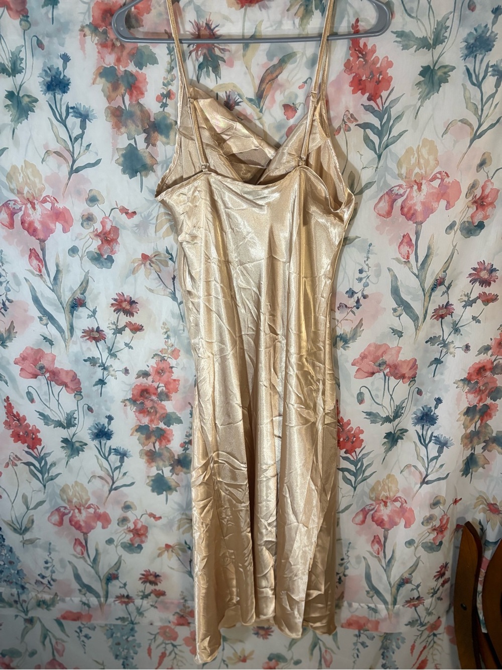 Vintage Gold Satin Cowl Neck Slip Dress - Picture 5 of 10